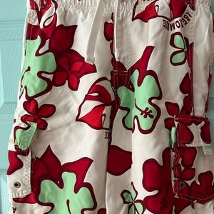 Mens Abercrombie Swim Shorts - Adult Medium Red/Green